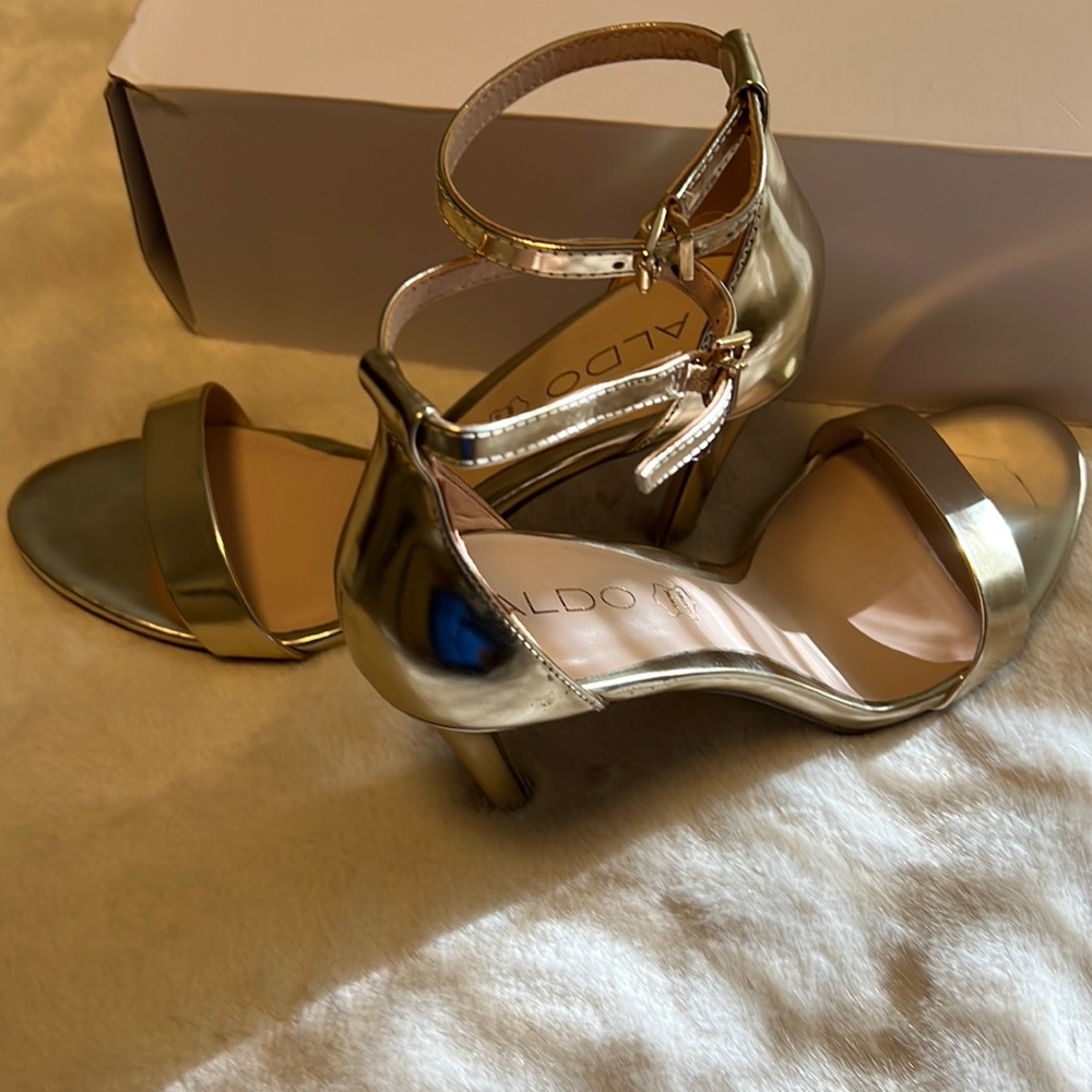 ALDO Gold Ankle-Strap Stilettos